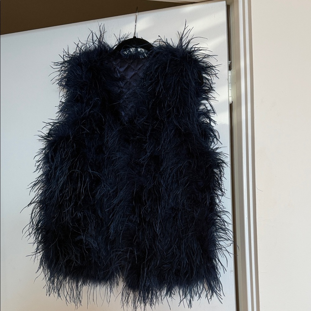 Women’s’ Ostrich Feather Navy Vest